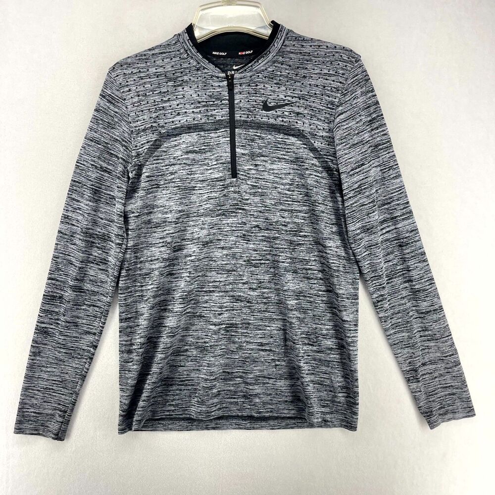 Nike Golf Dri-Fit Heather Gray Quarter Zip Lightweight Sweater Mens Size S‎
